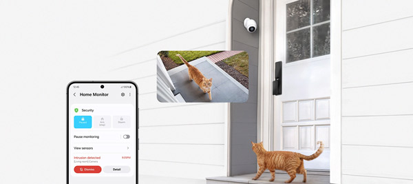 MTF Shop Samsung Klimaanlage Wärmepumpe Österreich | Intelligente Hausüberwachung und Klimakontrolle kombiniert: Behalten Sie mit SmartThings Sicherheitssensoren und Kameras Ihr Eigenheim immer sicher im Blick.